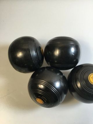 Set of 4 Vintage lawn Bowling Balls,  Vitalite 4 3/4 made in England 2