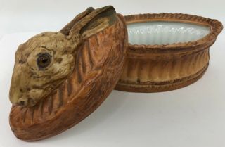 Antique French Pillivuyt PiIivite Porcelain Rabbit Hare Casserole Dish Tureen 2