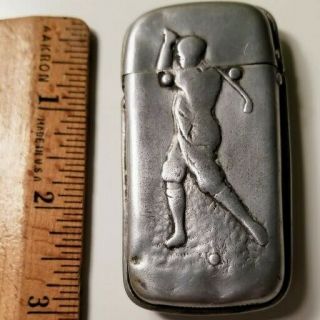 1920 ' s Golfer Metal Matchsafe Holder Case Vesta Striker Golf Antique Rare 2