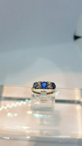 Antique Sapphire and Diamond Ring - 18K yellow gold 2