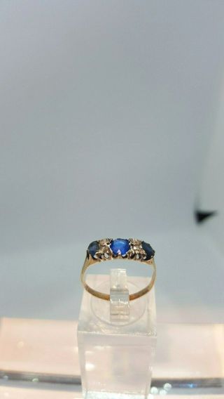 Antique Sapphire and Diamond Ring - 18K yellow gold 3
