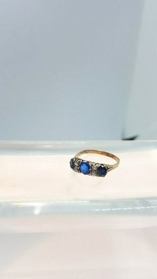 Antique Sapphire and Diamond Ring - 18K yellow gold 6