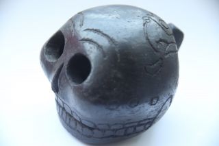 Large Aztec Death Whistle black clay relic ancient terrifying instrument scary 3