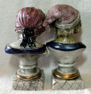 A Set Of 2 Antique Hand Painted German Porcelain Bust Figurine 3