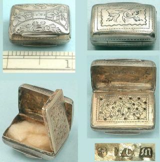 Tiny Antique English Sterling Silver Vinaigrette / Pomander Hallmarked 1835