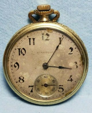 Langendorf Stratford Pocket Watch Movement Runs,  Parts 6j,  Gold Filled Case