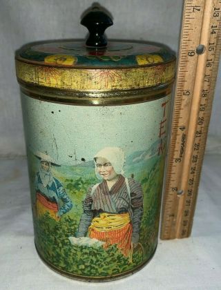 Antique Herman Mclean Co Tin Litho Tea Can Cleveland Ohio Vintage Country Store