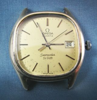 Vintage Omega Seamaster Quartz Mens Date Watch 1343 1980 17j Runs Need Fixed
