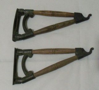 Antique Swivel Wall Hooks,  Cast Iron And Wood