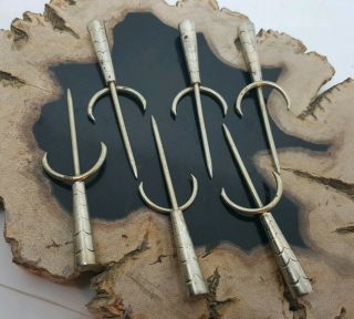 Vintage Signed Taxco Sterling Silver Corn On The Cob Holders Set Of 6