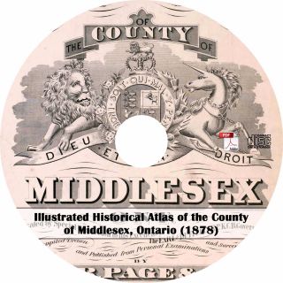 1878 Middlesex County,  Ontario Atlas - History Genealogy Maps Book On Cd