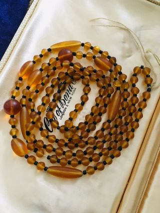Vintage Deco Amber Citrine Glass Beads Necklace 20’s 30 