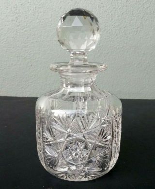 Antique Abp American Brilliant Period Cut Glass Perfume / Cologne Bottle