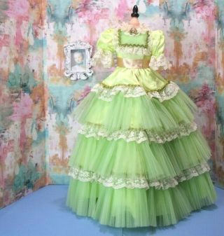 Vintage Lime Sheer Dress Madame Alexander 20 21 Cissy Size Portrait Green Tulle
