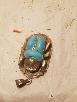 Rare Antique Ancient Egyptian Silver Scarab Good Luck Happy Life 1840 - 1760bc