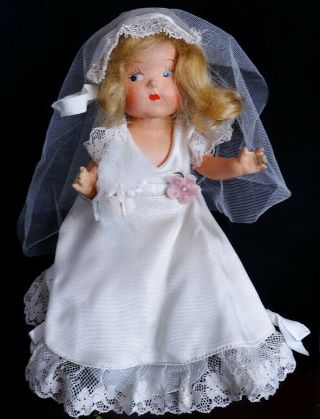 Vintage 1940 - 1943 Vogue Composition Strung Toddles Doll Bride Wonderful