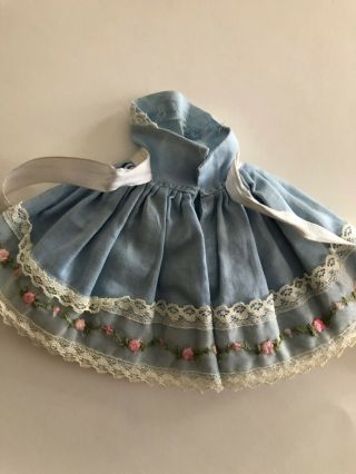 Vintage Vogue Ginny Doll Clothing - blue cotton strapless gown with flowers 2