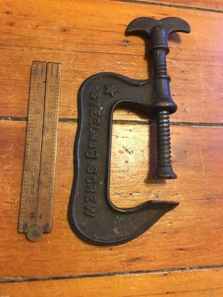 C - Clamp By P.  S.  & W.  Co.  Conn.  Usa Steel No.  3 Antique Rare 1884