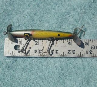 Vintage Smithwick Fishing Lure Devel Horse 3 3/4 Wood Green & Yellow Med.