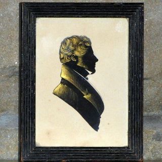 Early 19th Century Hand - Cut Silhouette Of A Gentleman In Reeded Frame