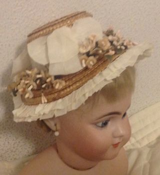 Sweet Antique Doll Hat Chapeau Bisque German Or French Doll