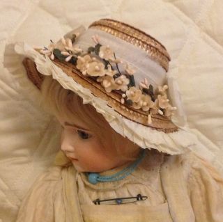 Sweet antique doll hat chapeau bisque German or French doll 7