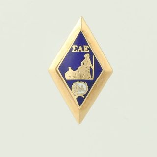 Antique Sigma Alpha Epsilon Badge - 10k Yellow Gold Fraternal Pin Circa 1905