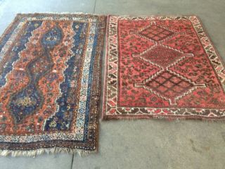 Antico - Swiss 2 Antique Indoghashghaii Rugs 3`7 X 5`8 And 3`7 X 4`9 Ft