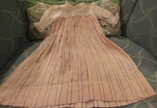 G292 Antique Early Early Cotton Doll Dress For Antique Bisque Doll
