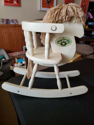 Vintage 1986 Cabbage Patch Kids Solid Wood Rocking Horse - Doll Furniture Chair