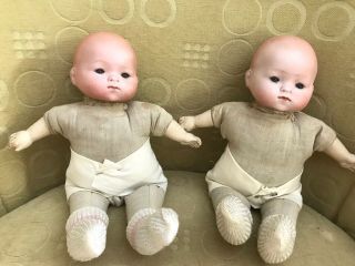 Two 8in Bisque Head Babys.  Fabric Bodies.  Mystery Dolls