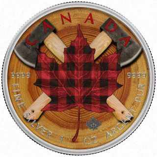 Canada 2017 5$ Maple Leaf Iii 1 Oz Lamber Jack Antique Finish Silver Coin