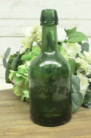 Antique 1860 ' s Dyottville Glass Philadelphia Green Pontil Bottle A.  Lowry 2