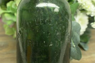 Antique 1860 ' s Dyottville Glass Philadelphia Green Pontil Bottle A.  Lowry 6