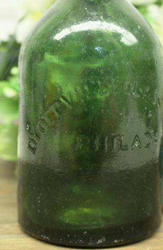 Antique 1860 ' s Dyottville Glass Philadelphia Green Pontil Bottle A.  Lowry 7