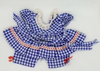 Vtg Toni Doll Clothing - Blue Plaid Dress W Red Fringe
