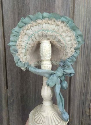 Marvelous Antique Silk And Lace Doll Bonnet,  German/french Antique Doll