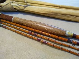 Vintage Hardy Featherweight Fly - Fishing Rod Split Bamboo 3pc,  Extra Tip.  1910