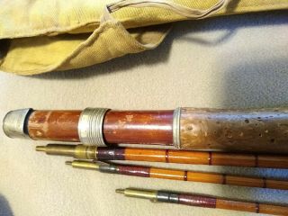 Vintage Hardy Featherweight Fly - Fishing Rod Split Bamboo 3pc,  extra tip.  1910 2
