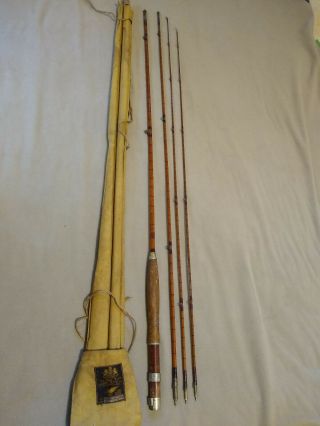 Vintage Hardy Featherweight Fly - Fishing Rod Split Bamboo 3pc,  extra tip.  1910 6