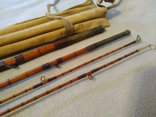 Vintage Hardy Featherweight Fly - Fishing Rod Split Bamboo 3pc,  extra tip.  1910 9