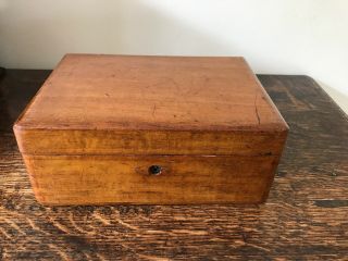 Charming Antique Wooden (teak?) Sewing Box Desk Top Storage Box