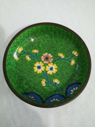 Antique Chinese Cloisonne Bronze Trinket Dish Bowl