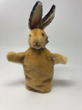 Vintage Steiff Mohair Plush Bunny Rabbit Puppet