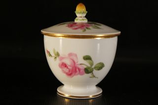 Antique Meissen Rose Pink Lidded Sugar Bowl.