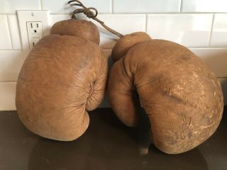 Antique Vintage Leather Boxing Gloves Chicago Mascot Brand