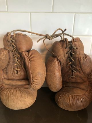 Antique Vintage Leather Boxing Gloves Chicago Mascot Brand 2