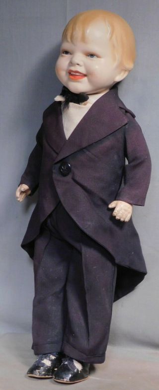 Antique Helen Jensen Gladdie Boy Doll Tuxedo Costume 17” Character Laughing