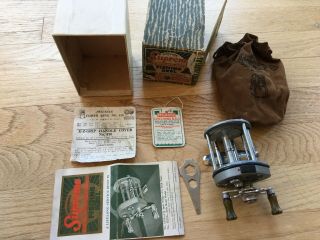 Vintage Pflueger Supreme Fishing Reel W/box,  Bag,