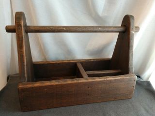 Antique Primitive Wooden Tool Tray Box Tote Carrier Chest Caddy Carpenter Rustic